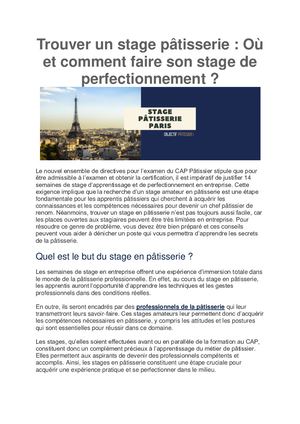 Trouver un stage pâtisserie : Où et comment faire son stage de perfectionnement ?