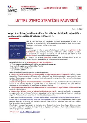Lettre Info Stratégie Pauvreté Ara Mars Avril 23