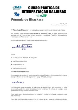 Fórmula De Bhaskara
