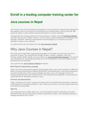 Enroll In A Leading Computer Training Center For Java Courses In Nepal