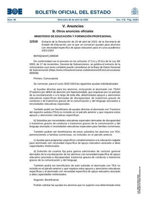 EXTRACTE BOE CONV ESEN 2023 2024