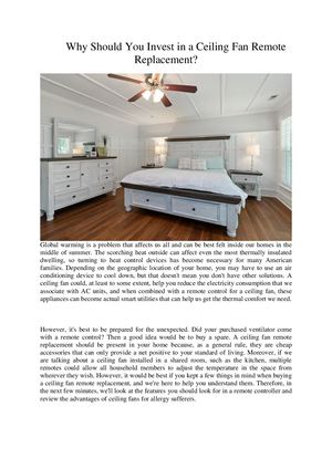 Why Should You Invest In A Ceiling Fan Remote Replacement