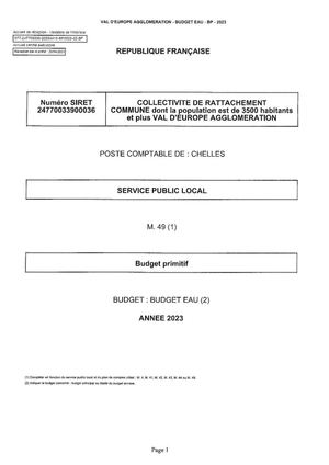 Budget Annexe Eau Potable 2023