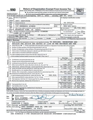SETI Institute 2022 Form 990 For Public Inspection