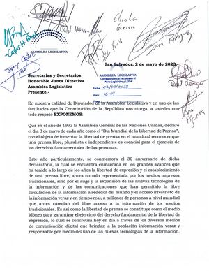 Pronunciamiento del Día Mundial del Periodismo