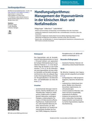03 Management Der Hyponatriämie In Der Klinischen Akut- Und Notfallmedizin