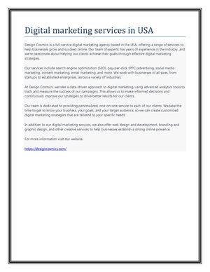 Digital Marketing Services In Usa Pdf