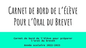 22 23 Carnet De Bord Oral Brevet 2023