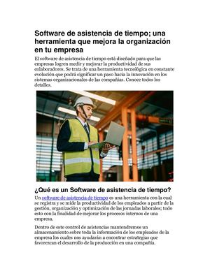 Software De Asistencia De Tiempo; Una Herramienta Que Mejora La Organización En Tu Empresa