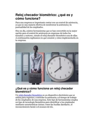 Reloj Checador Biométrico ¿qué Es Y Cómo Funciona