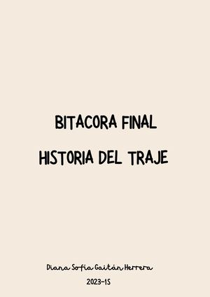 Bitácora Historia Del Traje