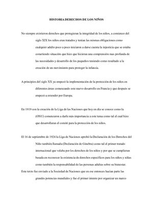 Historia Derechos De Los Niños