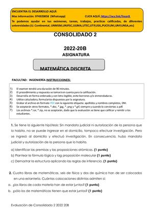 EVALUACIÓN De CONSOLIDADO 2 MATEMÁTICA DISCRETA