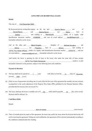 Long Private Residential Lease