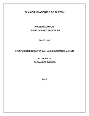 El Amor Platonico De Platon