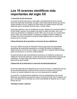 Los 10 Avances Científicos Más Importantes Del Siglo Xx