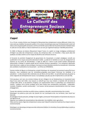 Appel Collectif Des Entrepreneurs Sociaux