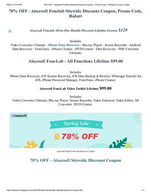 [78% OFF Official] Aiseesoft Fonelab Sitewide Discount Coupon Promo Code
