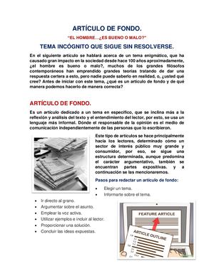 Artículo de fondo. ¿El hombre es bueno o malo?