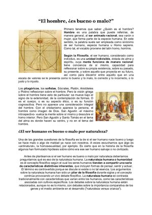 El Hombre, ¿Es Bueno O Malo