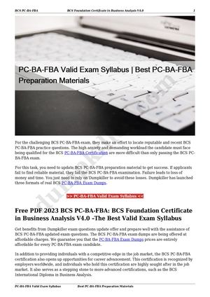 PC-BA-FBA Valid Exam Syllabus | Best PC-BA-FBA Preparation Materials