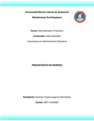 Presupuestos De Ingresos