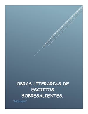Obras De Escritores Literarios Sobresalientes De Nicaragua.