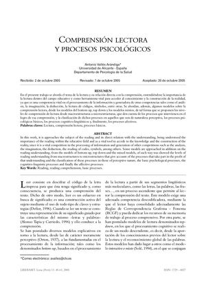 Comprensión Lectora Y Procesos Psicológicos