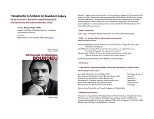 Transatlantic Reflections On Bourdieu's Legacy Nyu Paris June 15
