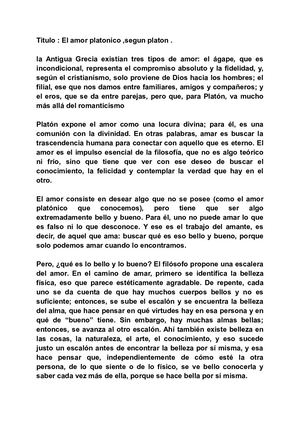 El Amor Platónico Segun Platon[1] Howar