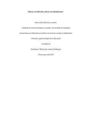 Educar Con Filosofía, educar con fundamentos