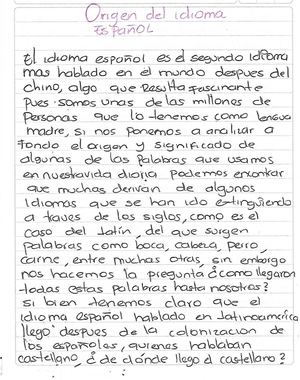 Ensayo Escrito Sobre El Origen El Español