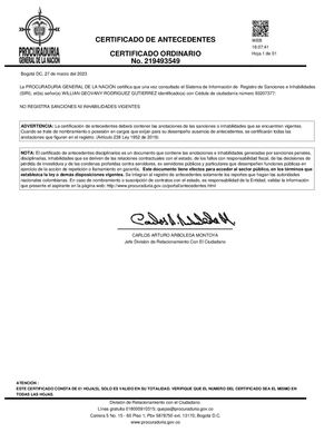 Procuraduría Contraloría Policía Antecedentes Mcp