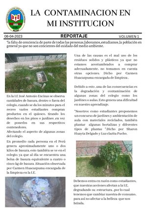 REPORTAJE CONTAMINACIÓN EN MI COLEGIO