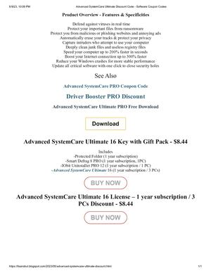 Advanced SystemCare Ultimate Discount Coupon Code