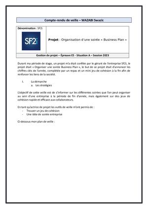 Compte Rendu De Veille