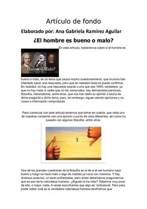 Articulo de Fondo ¿El hombre es bueno o malo?