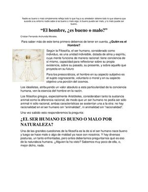 El hombre, ¿Es bueno o malo?