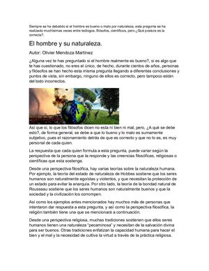 El Hombre Y Su Naturaleza