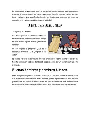 El Hombre Es Bueno O Malo
