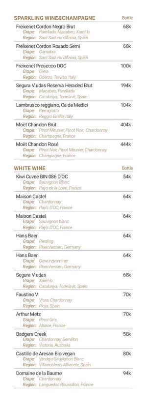 The Horizon Restaurant Menu 2022 Wine