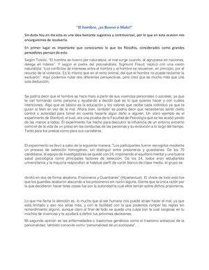 “El hombre, ¿es bueno o malo?”  C.G.E