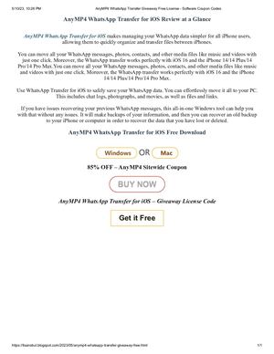 AnyMp4 WhatsApp Transfer Discount Coupon Rabatt