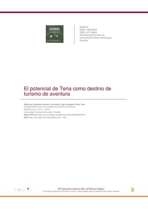 El Potencial De Tena Como Destino De Turismo De Aventura