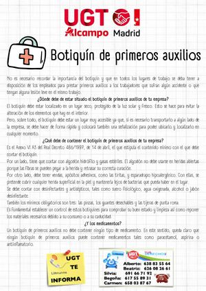 Contenido recomendado para el botiquín