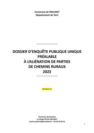 1 Dossier Enquête Publique 2023 2 Sur 3