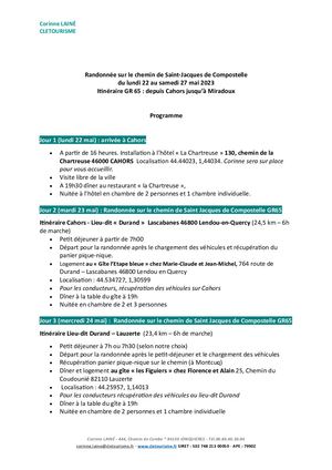 Compostelle Mai 2023 - Programme