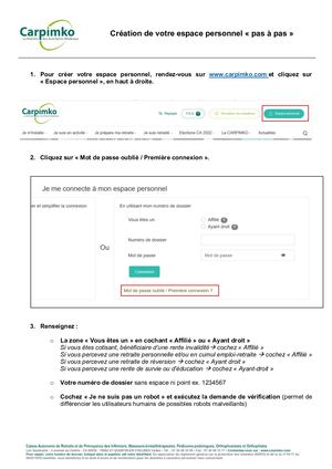 Premiere Connexion ou mot de passe oublié - Pas à pas