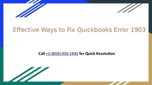 Effective Ways To Fix Quickbooks Error 1903