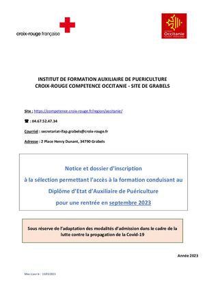 2023 Ifap Grabels Notice Et Dossier D'inscription Sélection Ap 2023 05 11 Vf